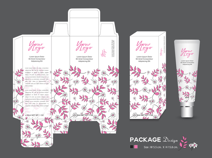 Beauty Packaging template, 3d Box cosmetics, product design, Package tag, healthy products, Cream layout, Fresh ecological, nature box, Body care, spa, lotion, shampoo, Realistic bottle mock up