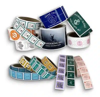 Custom printed product labels in rolls and sheets for packaging and branding