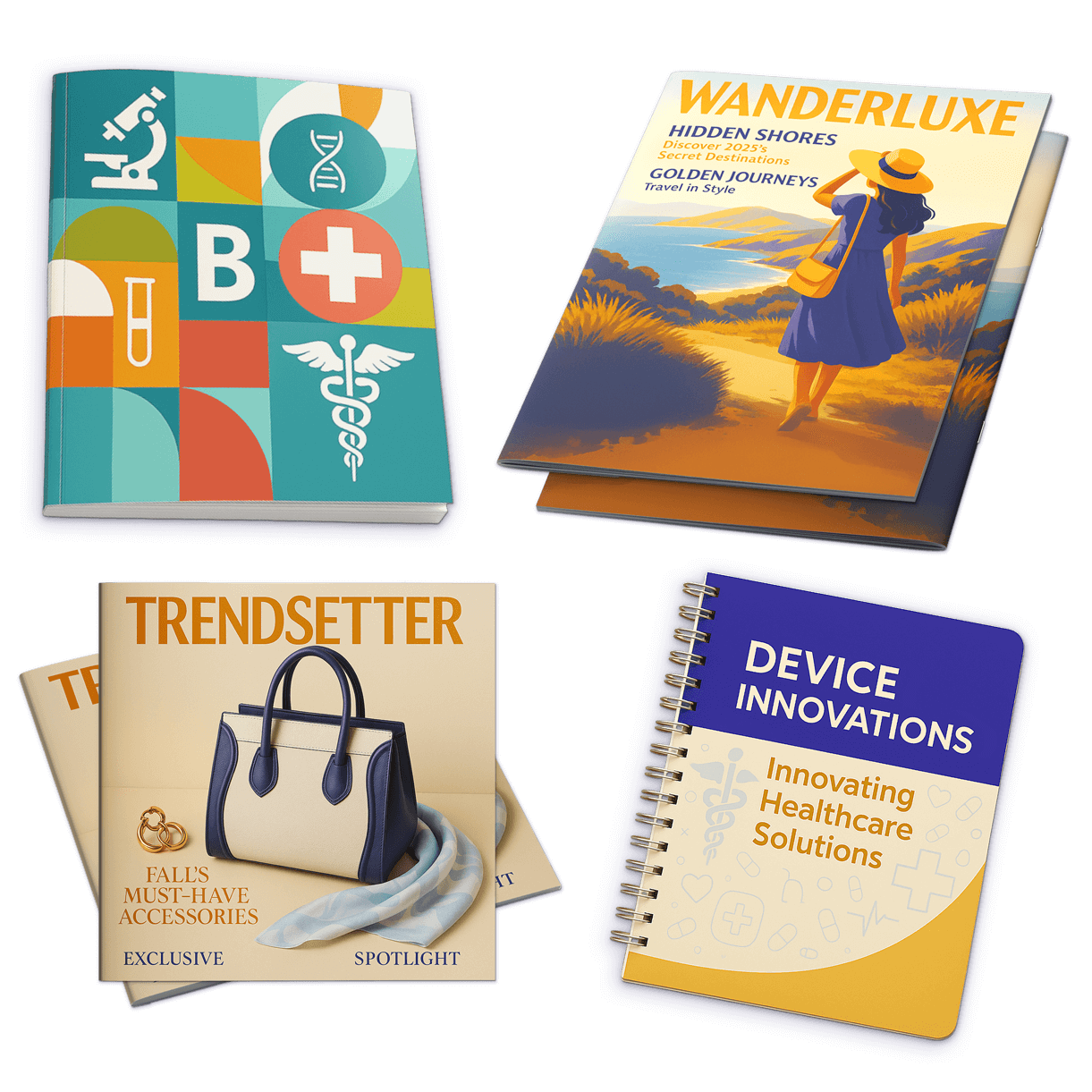 Custom printed booklets and catalogs for healthcare, fashion, travel, and technology industries by TPS Printing